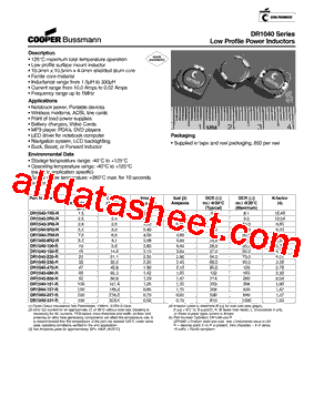 DR1040-331-R Datasheet PDF - Cooper Bussmann, Inc.