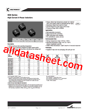 HC9-R20-R Datasheet PDF - Cooper Bussmann, Inc.