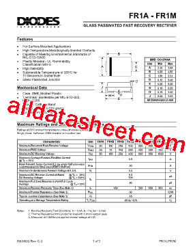 FR1A Datasheet PDF - Diodes Incorporated