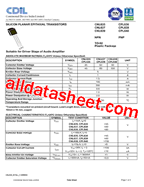 CNL635 Datasheet PDF - Continental Device India Limited
