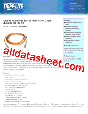 N52004M Datasheet PDF - Tripp Lite. All Rights Reserved