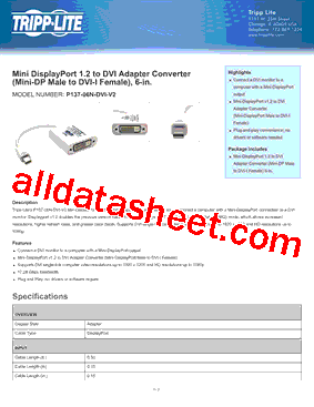 P13706NDVIV2 Datasheet PDF - Tripp Lite. All Rights Reserved