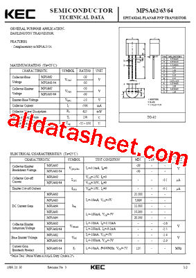 MPSA62 Datasheet PDF - KEC(Korea Electronics)