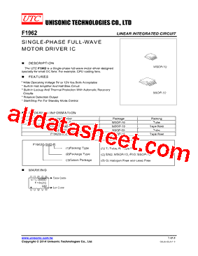 F1962G-R10-R Datasheet PDF - Unisonic Technologies