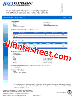 PE51144 Datasheet PDF - Pasternack Enterprises, Inc.