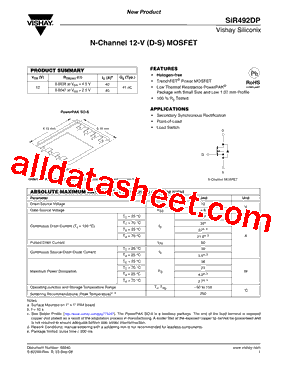 SIR492DP Datasheet PDF - Vishay Telefunken