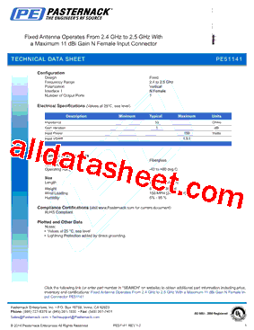 PE51141 Datasheet PDF - Pasternack Enterprises, Inc.