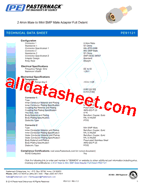 PE91121 Datasheet PDF - Pasternack Enterprises, Inc.