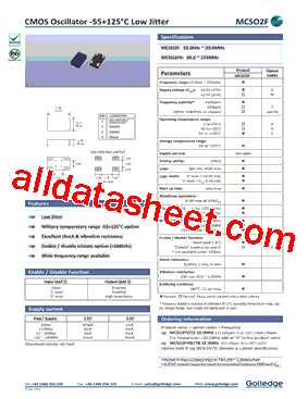 MCSO2FHW/TB Datasheet PDF - Golledge Electronics Ltd