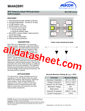 MA4AGSW1 Datasheet PDF - M/A-COM Technology Solutions, Inc.