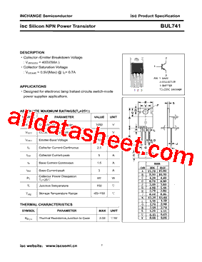 BUL741 Datasheet PDF - Inchange Semiconductor Company Limited