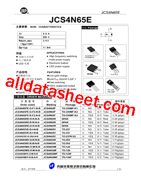 JCS4N65RE-R-R-N-A Datasheet PDF - JILIN SINO-MICROELECTRONICS CO., LTD.
