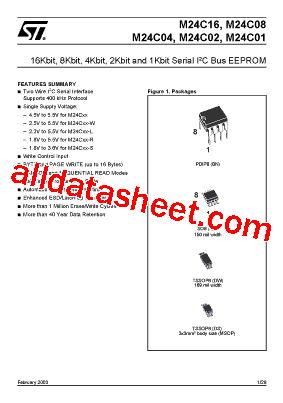 M24C01-RBN3T/G Datasheet PDF - STMicroelectronics