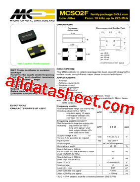 MCSO2F Datasheet PDF - MICORO CRYSTAL SWITZERLAND