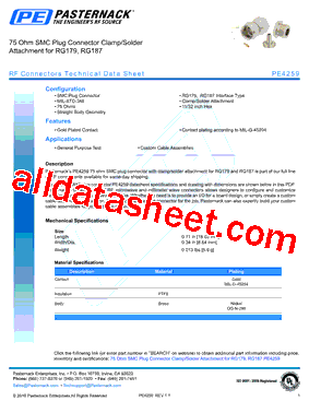 PE4259 Datasheet PDF - Pasternack Enterprises, Inc.